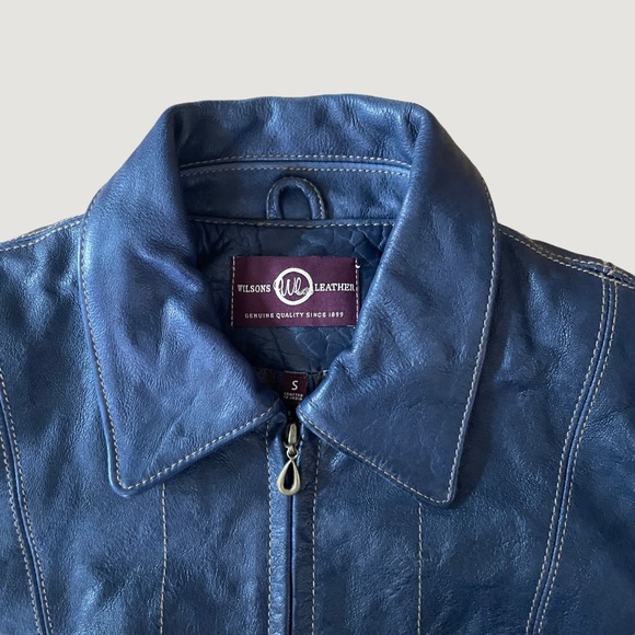 Navy Blue Wilson's Leather zip up leather jacket - Picture 3 of 5
